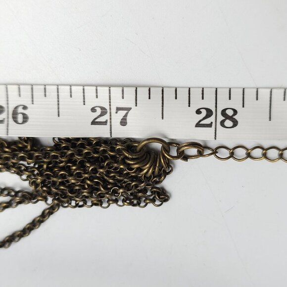 Lia Sophia Blushing Multi-Strand Antique Gold Chain Necklace With Pink Crystal - Picture 7 of 7